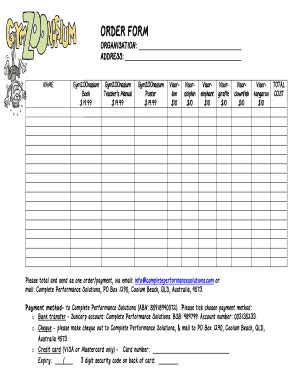 fillable  order form multiple orders complete performance