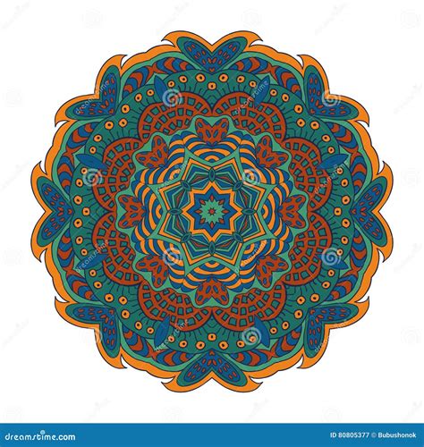 Mandala Flower Zentangl Doodle Drawing Round Ornament Stock Vector