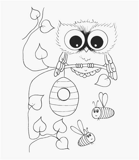 Owl Diaries Coloring Pages Cute Owl With Bees Coloring - Cute Owl ...