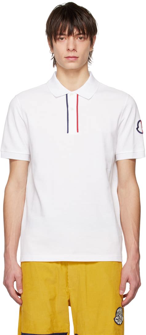 Moncler White Embroidered Polo Ssense