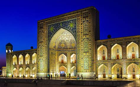 Registan Square Night Samarkand Uzbekistan Hd Wallpaper Peakpx