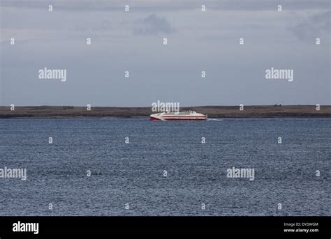 Pentland Ferry Arriving Gills Bay From Orkney Scotland March 2014 Stock