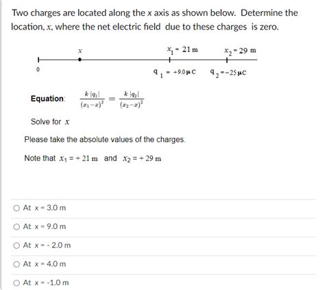 Solved Two Charges Are Located Along The X Axis As Show