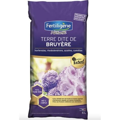 Terreau terre dite de Bruyère 6L FERTILIGENE hortensias rhododendro