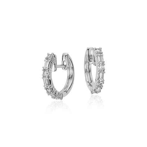 Small Diamond Hoop Earrings in 14k White Gold (1/2 ct. tw.) | Blue Nile