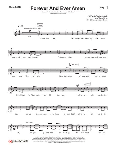 Forever And Ever Amen Choir Sheet Music Pdf Travis Cottrell Praisecharts