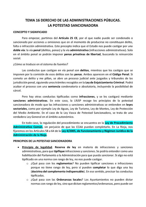 Tema Potestad Sancionadora De La Lpac Y Lpc Derecho De Las