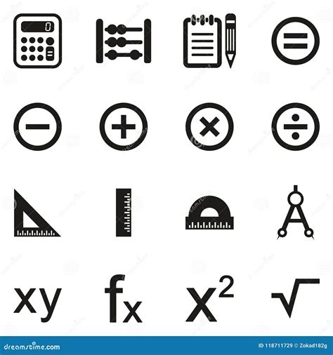 Math Icons Set Stock Vector Illustration Of Mathematics