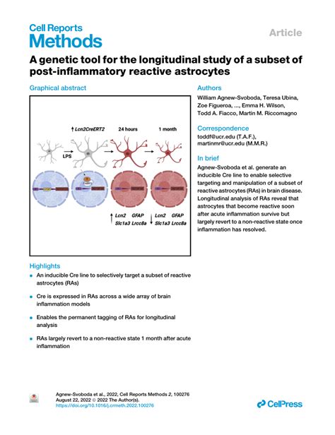 PDF A Genetic Tool For The Longitudinal Study Of A Subset Of Post