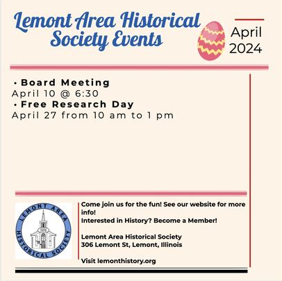 Calendar old - Lemont Area Historical Society and Museum