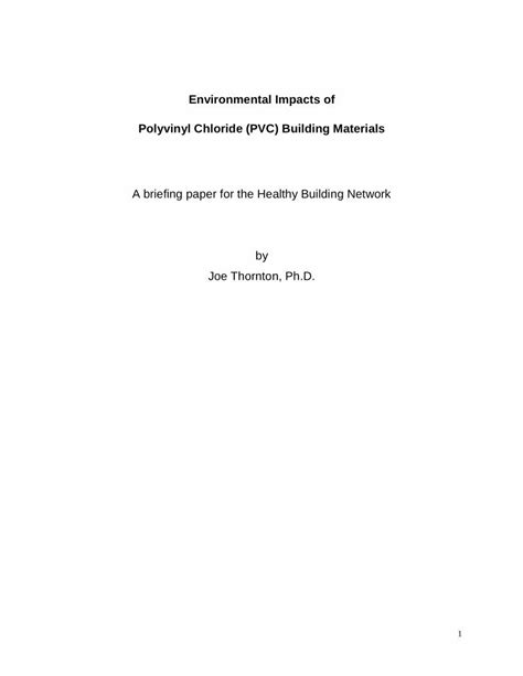 PDF Environmental Impacts Of Polyvinyl Chloride PVC Building MTS