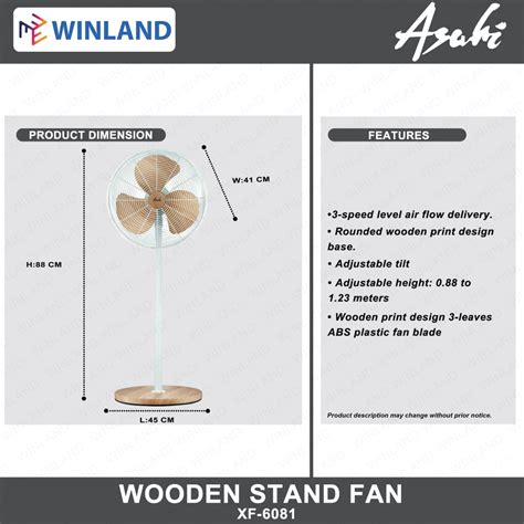 Asahi By Winland Asahi Retro Wooden Stand Fan Asahi Electric Fan Xf