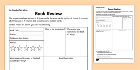 Book Review Template Primary Teaching Resources