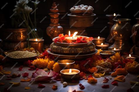 Premium AI Image | Diwali Puja Serenity Illuminating Traditions Created ...