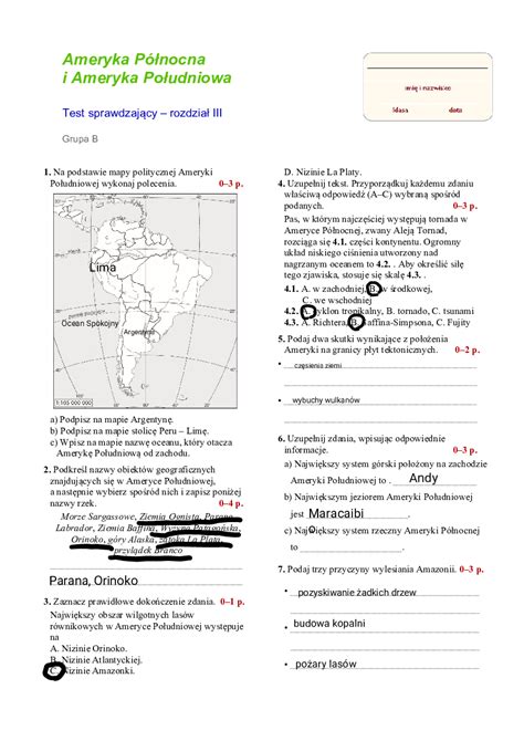 Sprawdzian Z Geografii Ameryka Pnocna I Poudniowa Odpowiedzi Question