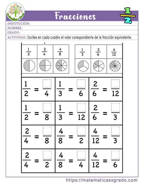 Ejercicios De Fracciones Para Cuarto Grado Matemáticas X Grado