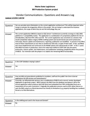 Fillable Online Legislature Maine Bill Production System Project Fax