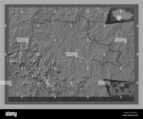 Jihocesky Region Of Czech Republic Bilevel Elevation Map With Lakes And Rivers Corner