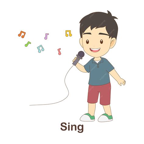premium vector vocabulary flash card  kids sing  picture  sing