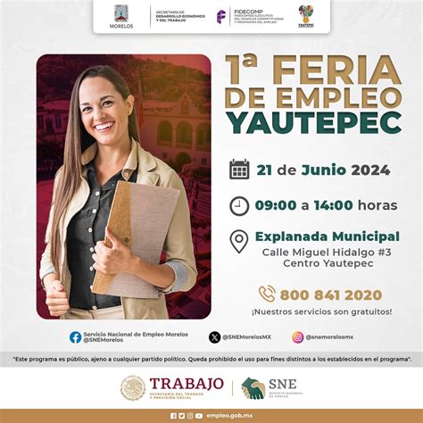 Alista SNE Morelos Tres Ferias Del Empleo Para Este Mes Con Una Oferta