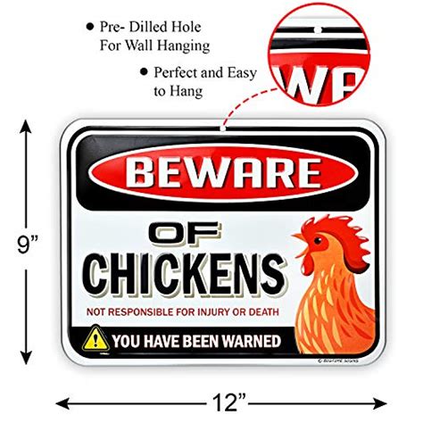 Bigtime Signs Beware Of Chickens Warning Sign Metal 9x12 Chicken Fan