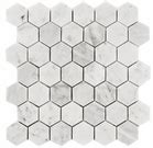 Carrara Carrera Venato Polished Arabesque Marble Mosaic Tile