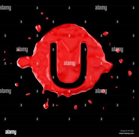 Red Blob U Letter Over Black Background Large Resolution Stock Photo