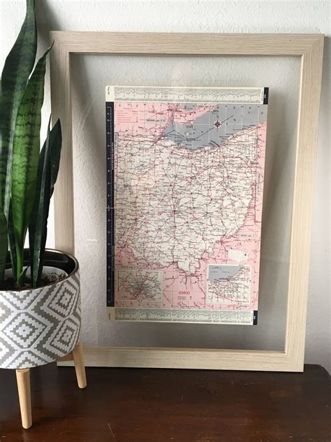 S Ohio State Map Vintage Atlas Etsy