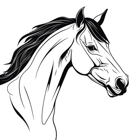 Premium Photo A Black And White Drawing Of A Horses Head Generative Ai