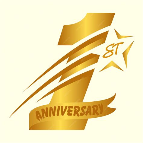 Premium Vector | 1st anniversary celebration emblem design with golden ...