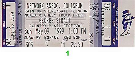 George Strait Vintage Concert Vintage Ticket From Oakland Coliseum