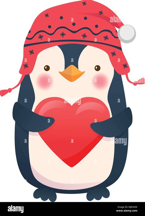 penguin with heart Stock Vector Image & Art - Alamy