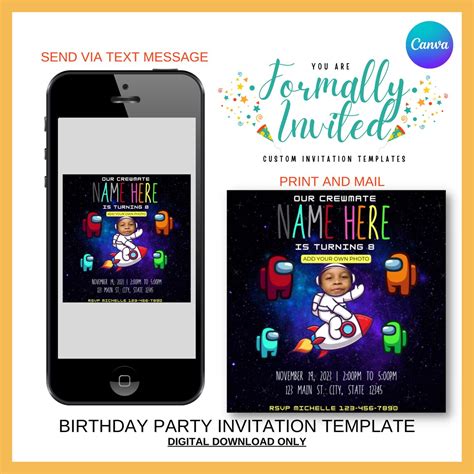 Among Us Birthday Party Invitation Kids Birthday Invitation Etsy