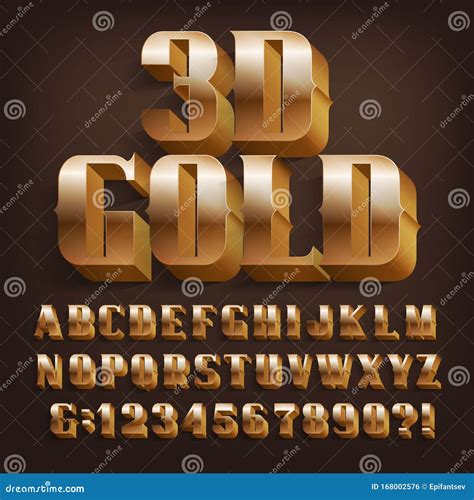 D Gold Alphabet Font Vintage Bold Letters Numbers And Symbols With