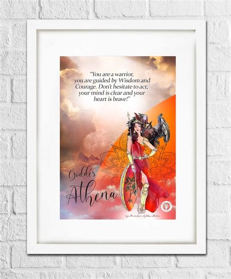 Godin Athena Kunst Print Godin Van Wijsheid Poster Griekse Etsy