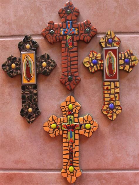 Mini Mosaic Wall Crosses By New Mexico Artist Susanne Baca Mosaic