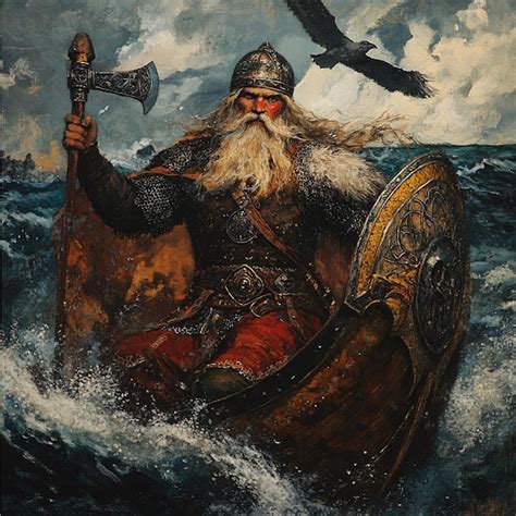 Viking mythology in sagas and texts illustrating scenes from famous ...