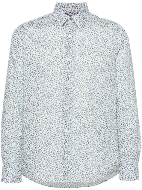 Paul Smith Floral Print Cotton Shirt White Farfetch