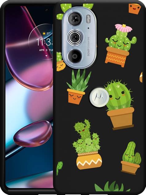 Hoesje Geschikt Vooor Motorola Edge Pro Zwart Happy Cactus Bol