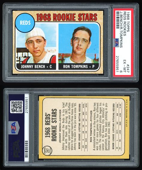 1968 Topps 247 Reds Rookies Johnny Bench Ron Tompkins PSA Flickr