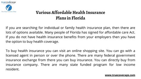 Ppt Various Affordable Health Insurance Plans In Florida Powerpoint