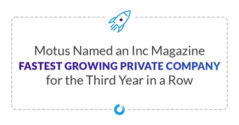 Motus Named Inc Magazine Fastest Growing Company 3rd Year