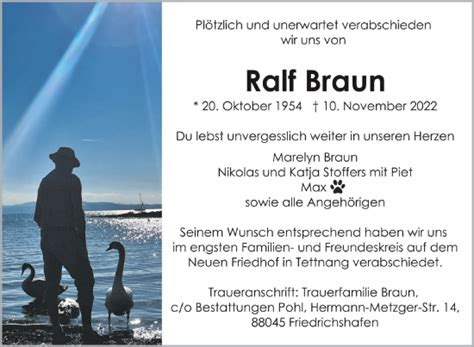 Traueranzeigen Von Ralf Braun Schwaebische De Trauerportal