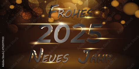 Karte Oder Banner Um Ein Frohes Neues Jahr 2025 In Gold Und Grau Auf