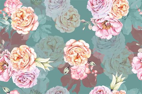 Rose Seamless Pattern With Watercolor Designed For Fabric And Wallpaper