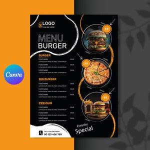 Restaurant Menu Template, Food Menu Template, Editable Restaurant Food Menu, Customizable Menu ...