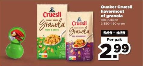 Quaker Cruesli Havermout Of Granola Aanbieding Bij PLUS 1Folders Nl