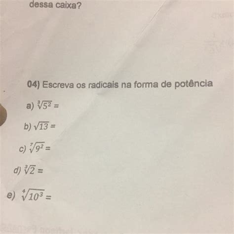 Escreva os radicais na forma de potência brainly br