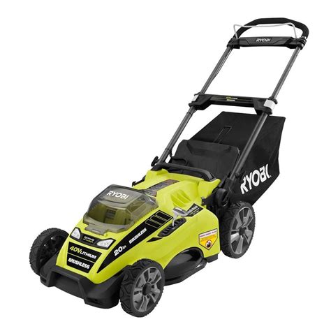 Ryobi 20 in. 40-Volt Brushless Lithium-Ion Cordless Battery Push Mower ...