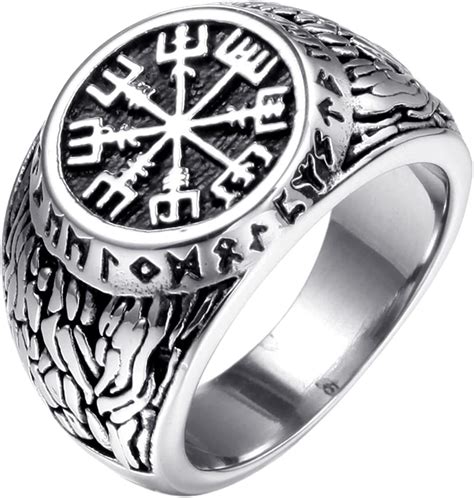 ANSonboy XBYN Ring Brújula vikinga Vegvisir Anillos para Hombre Joyas